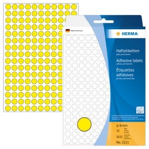 Etykiety samoprzylepne Herma okrągłe kropki 8mm żółte